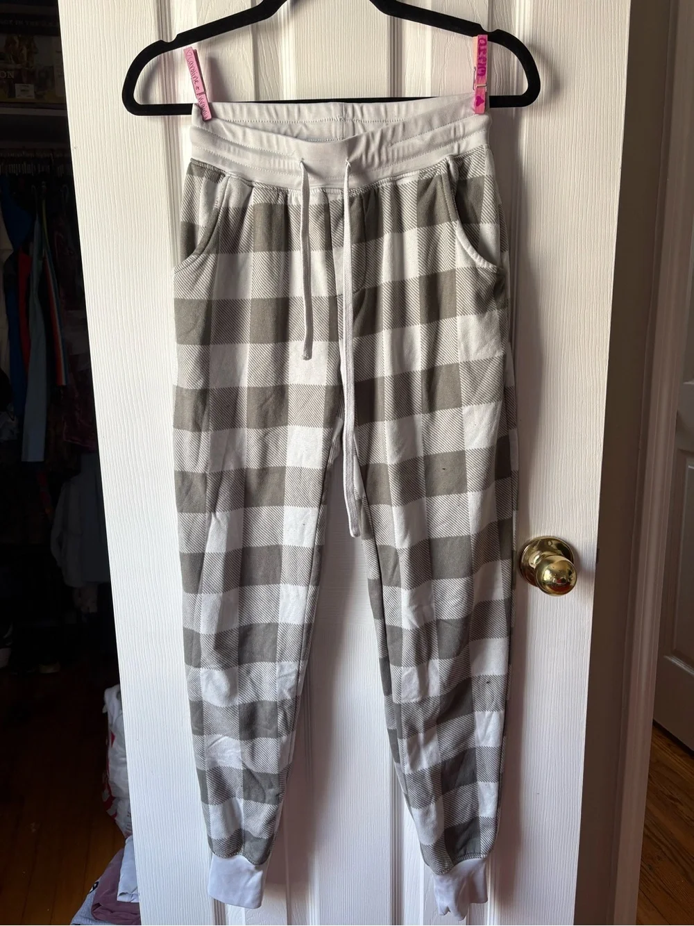Grey and White checkered pajama set
